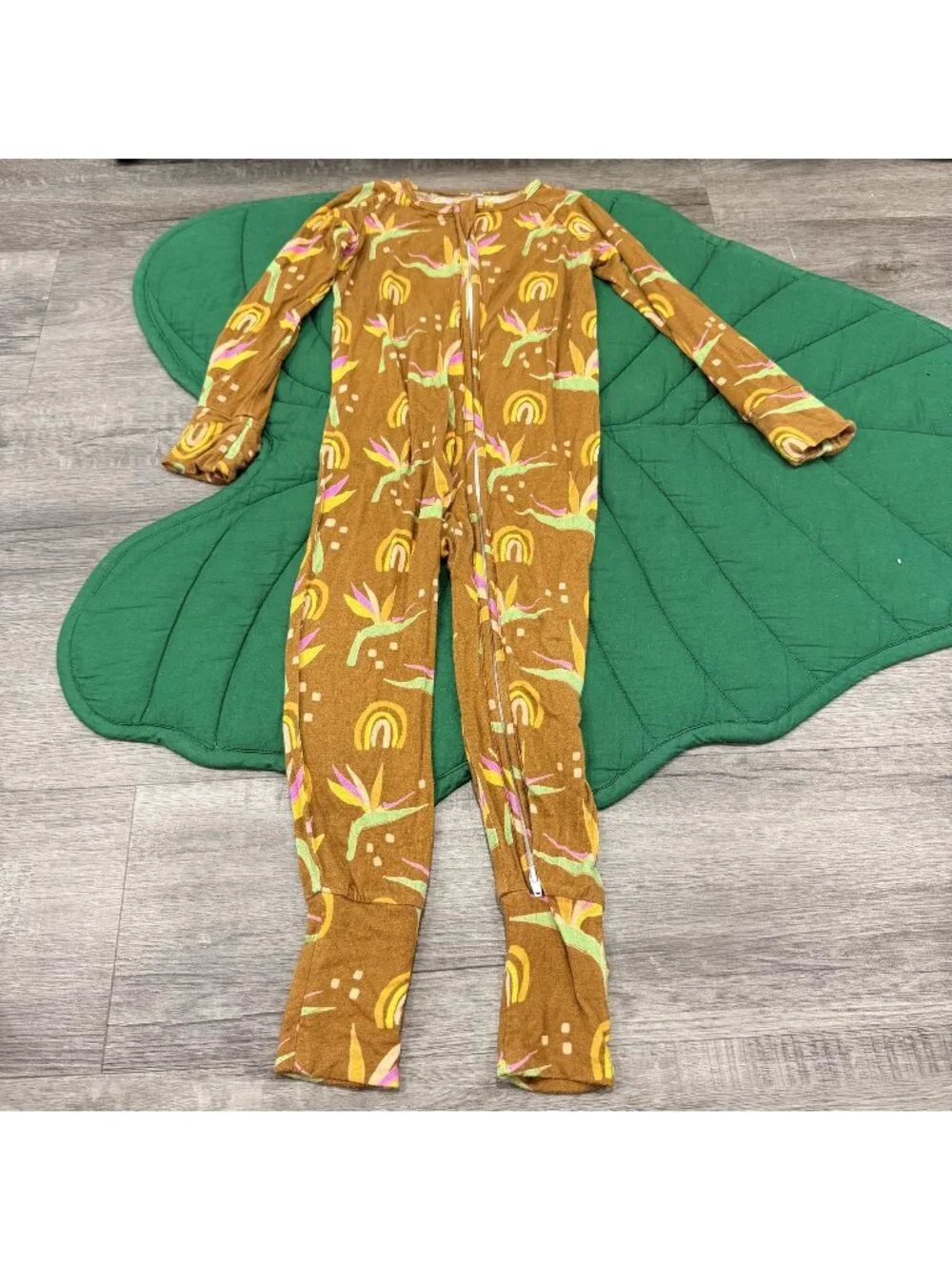 Elli-O Hawaii Bamboo Toddler 2T Brown Bird of Paradise Convertible Coverall